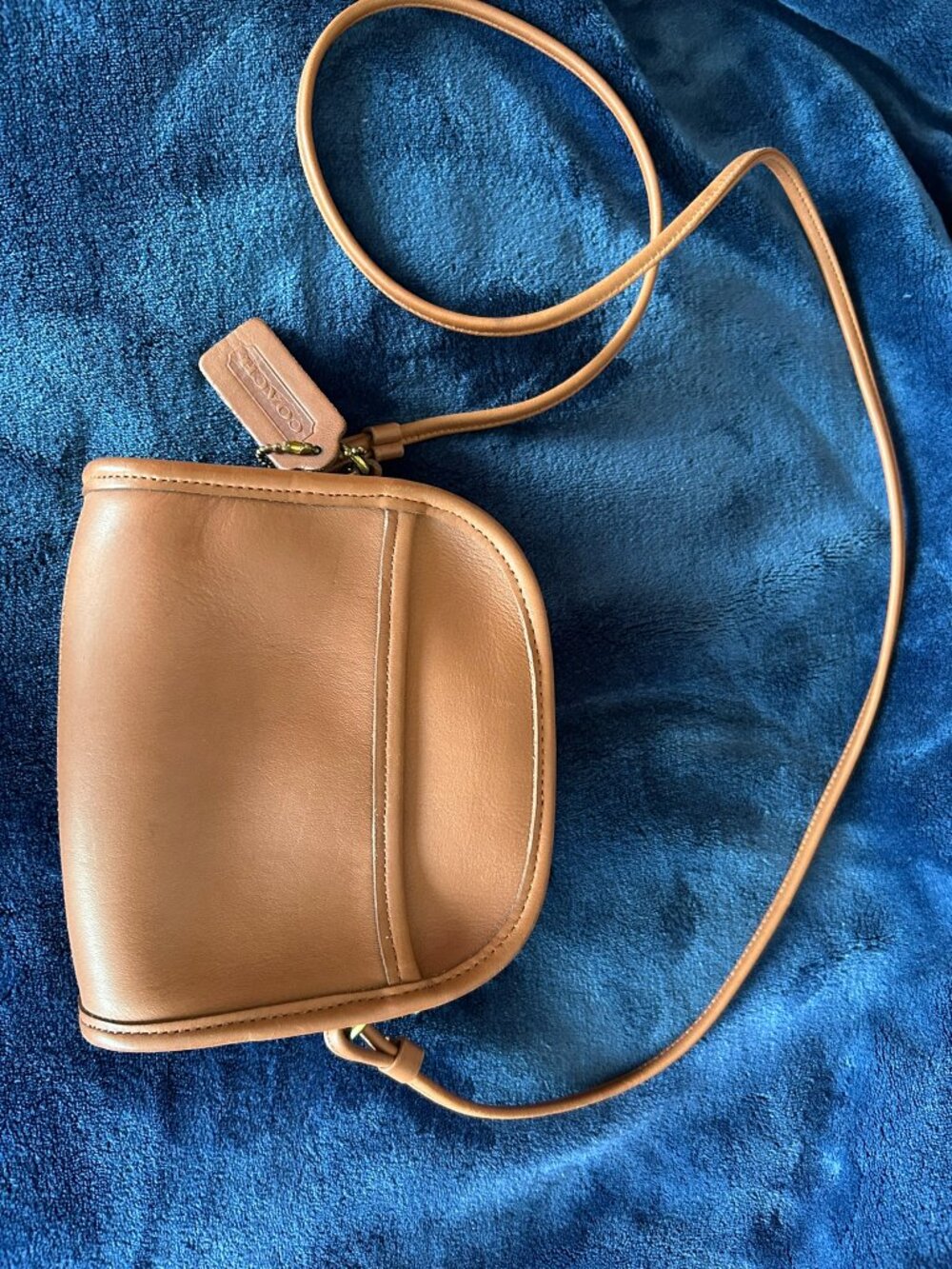 Vintage Coach camel brown leather Abbie mini cross body bag made in USA
